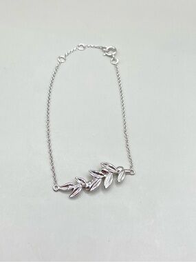 Sterling Silver Olive Leaf Branch Chain Bracelet